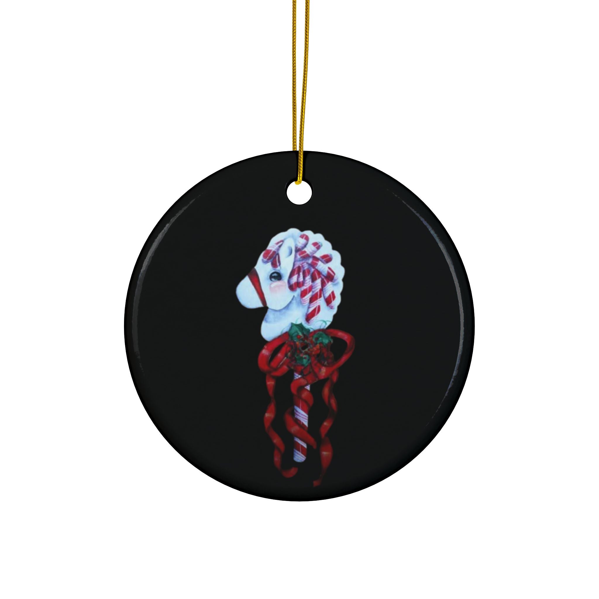 The Candy Cane Hobby Horse — Hand-Painted Holiday Ornament