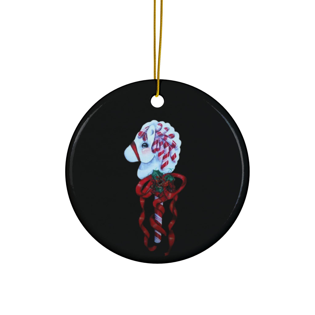 The Candy Cane Hobby Horse — Hand-Painted Holiday Ornament