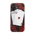 Royal Flush on a Bed of Roses Phone Case with Card Holder | Hearts Playing Cards
