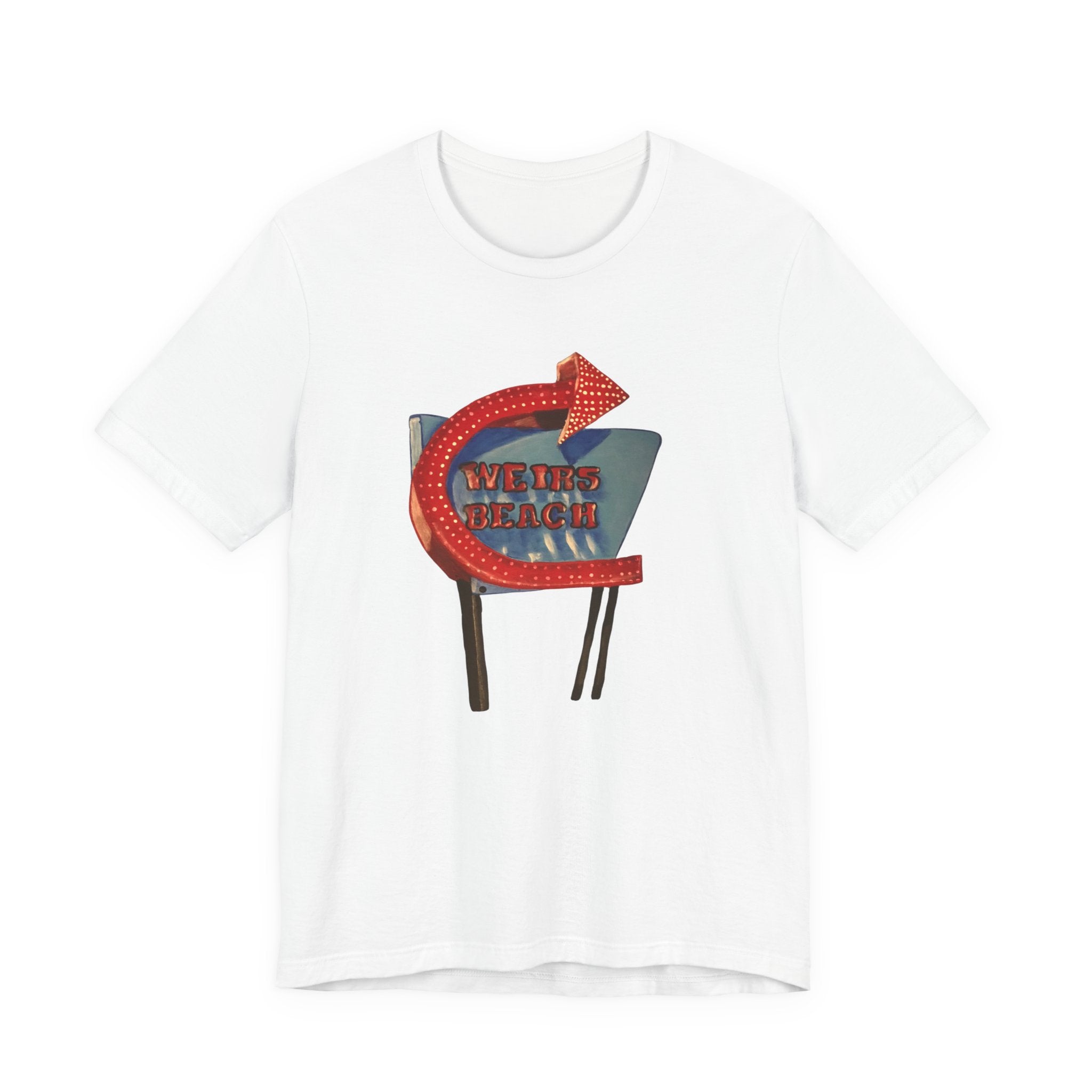 Retro Neon Arrow Weirs Beach T-Shirt | Vintage Sign Graphic Tee