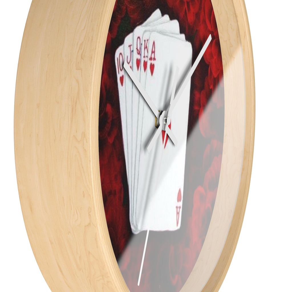 Playing Cards Wall Clock — Poker Hand Ace Hearts Decorative Clock