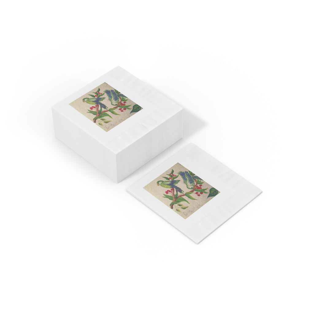 Tropical Parrot Cocktail Napkins — Vintage Bird Illustration Party Napkins