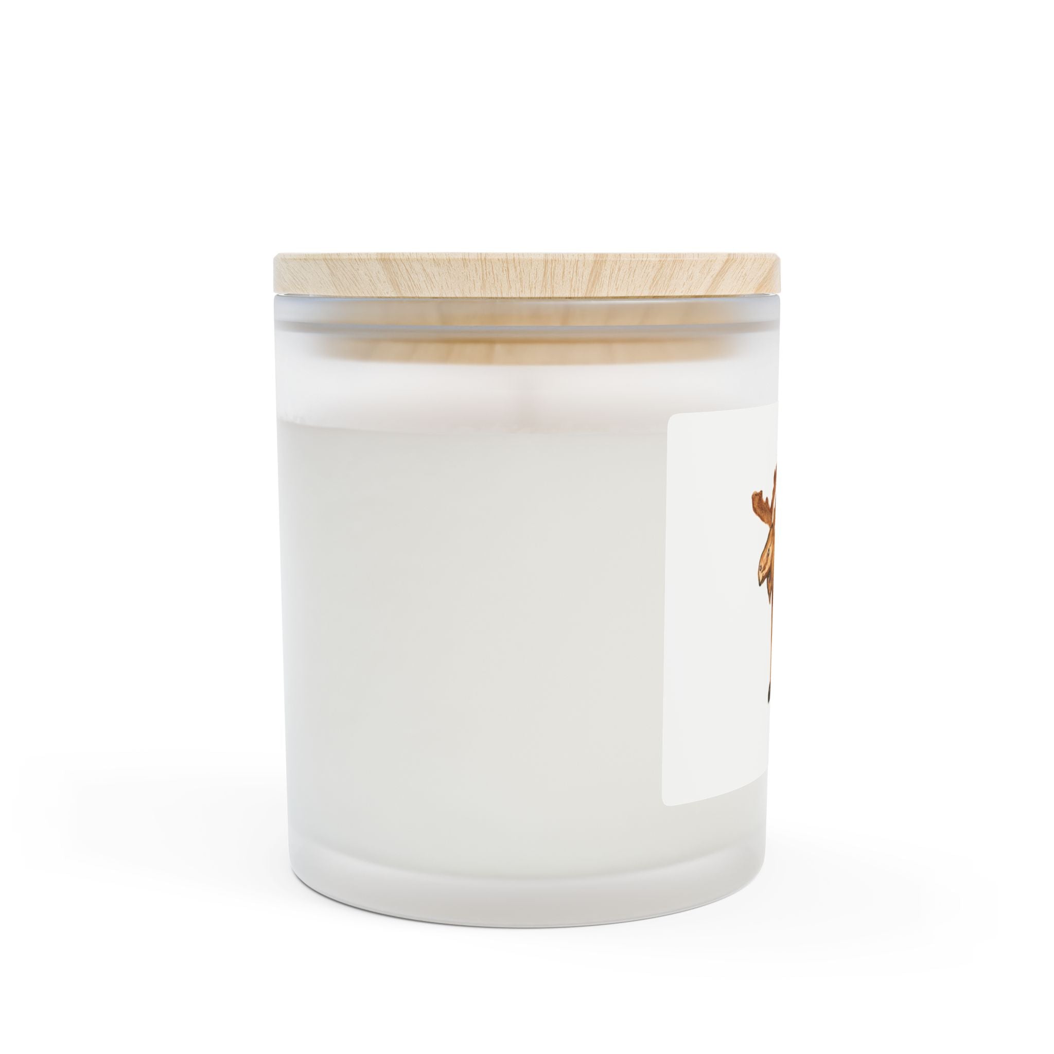 Moose Watercolor Frosted Glass Candle - 11 oz Rustic Woodland Home Decor