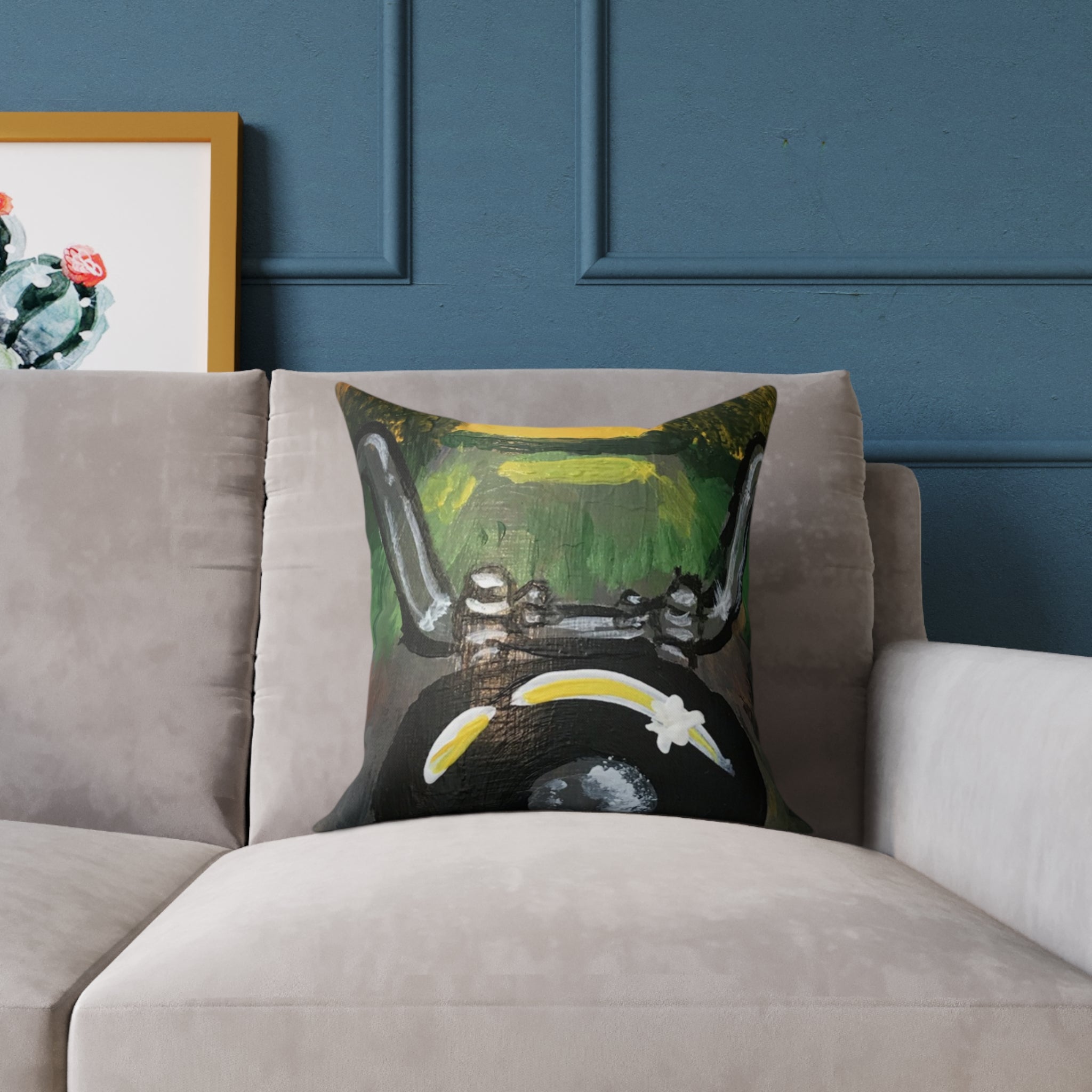 Motorcycle Ride Canvas Pillow — Vintage Biker Scenic Throw Pillow