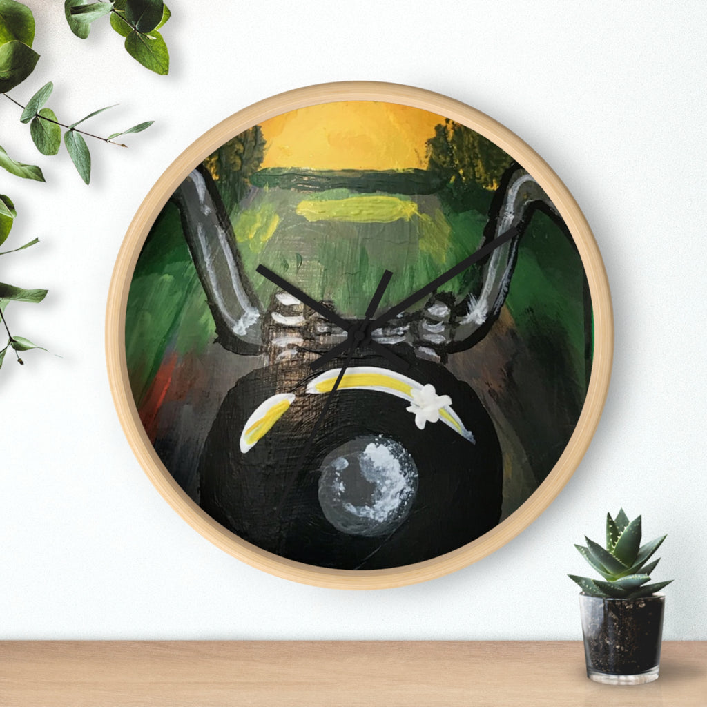 Bull Skull Wall Clock — Southwestern Desert Vibe with Crescent & Star Accent