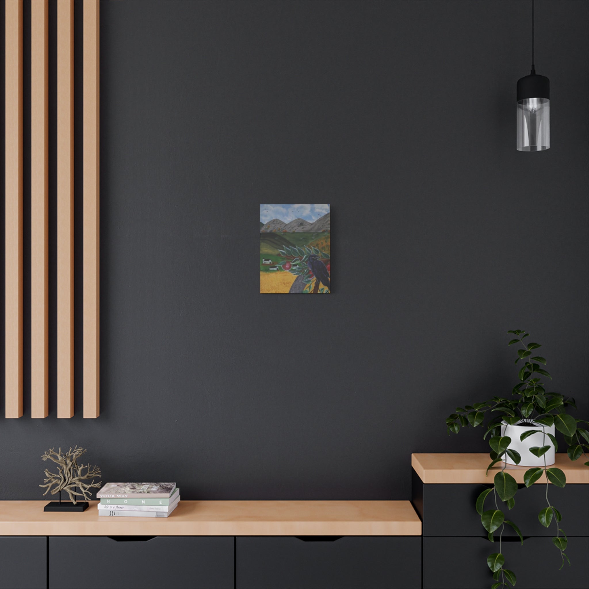 The Raven & the Apple Tree — Original Hand-Painted Art Canvas