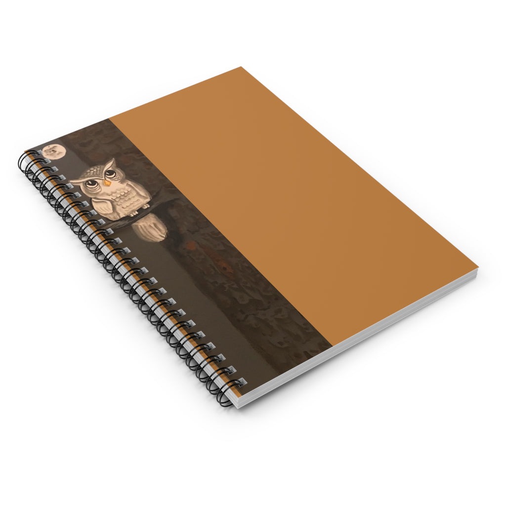 Owl Night Spiral Notebook — Rustic Brown Ruled Journal for Notes & Sketches