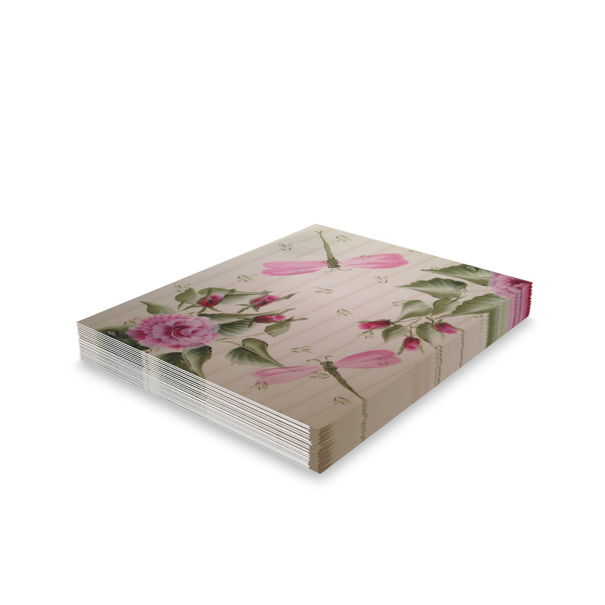 Floral Dragonfly Greeting Cards - Blank Note Cards (8/16/24-Pack)
