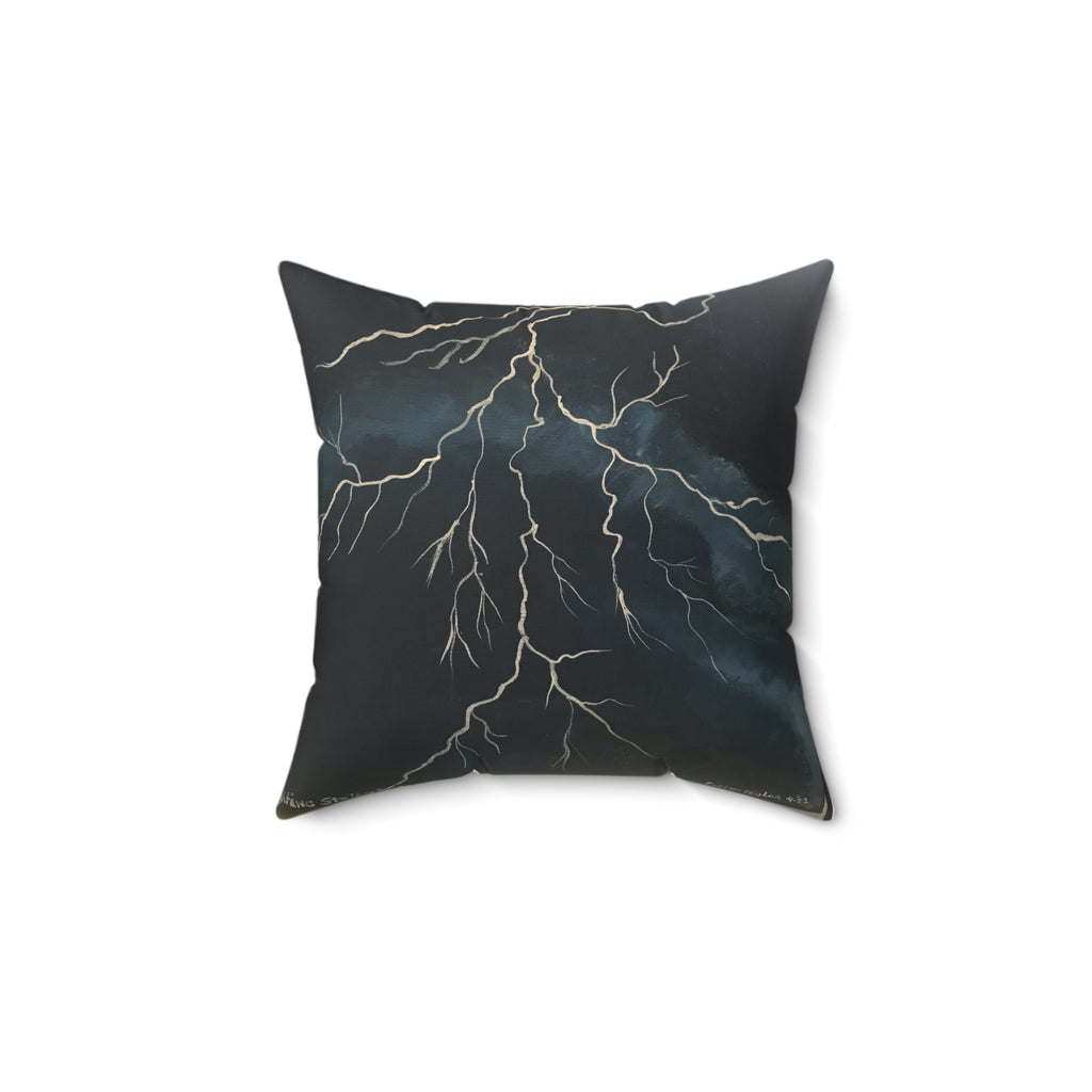 Lightning Bolt Square Pillow — Dark Storm Decorative Throw Pillow