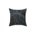 Lightning Bolt Square Pillow — Dark Storm Decorative Throw Pillow