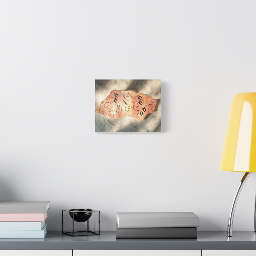 Caveman Painting Canvas Print — Rustic Wildlife Wall Art