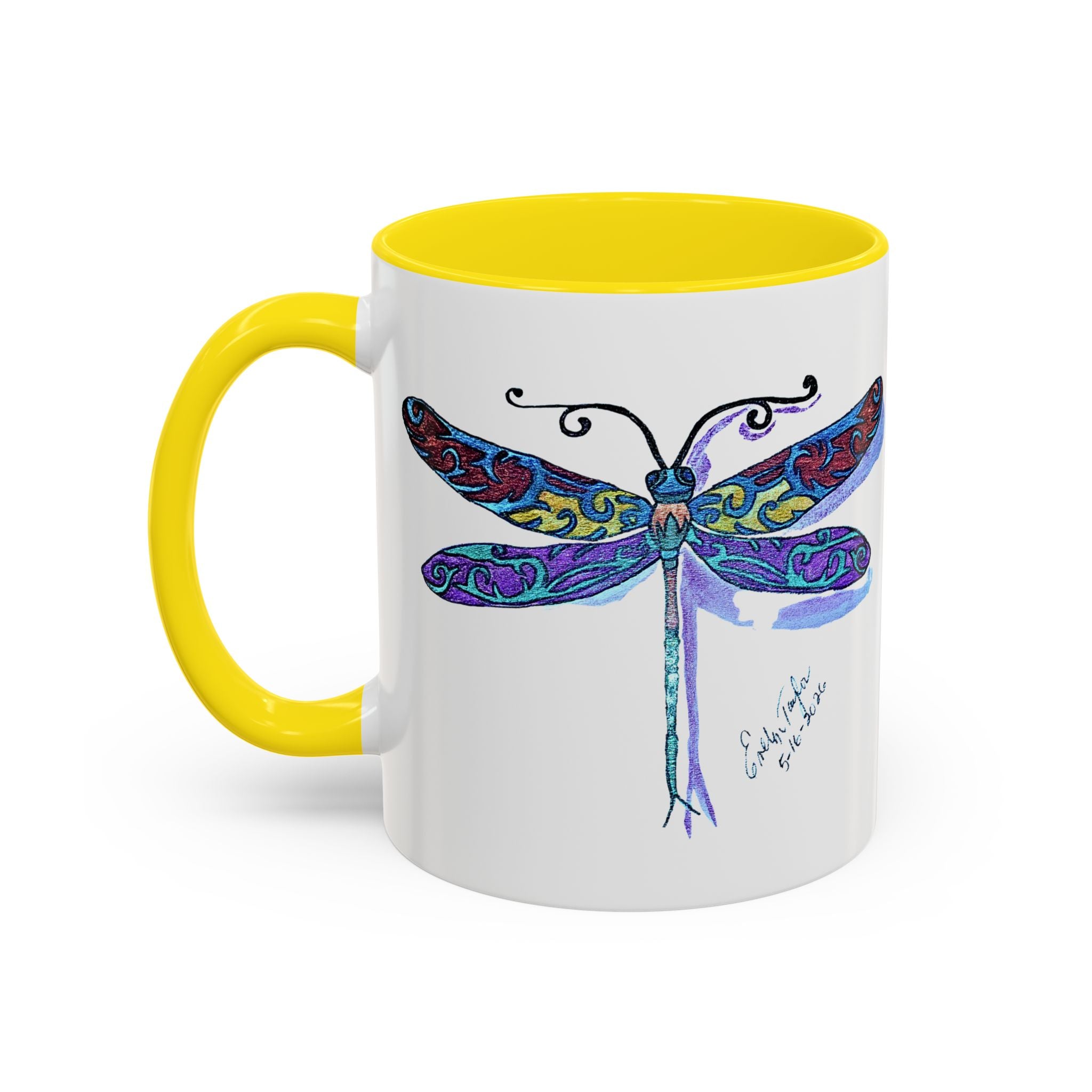 Dragonfly Motif Accent Coffee Mug (11, 15oz)