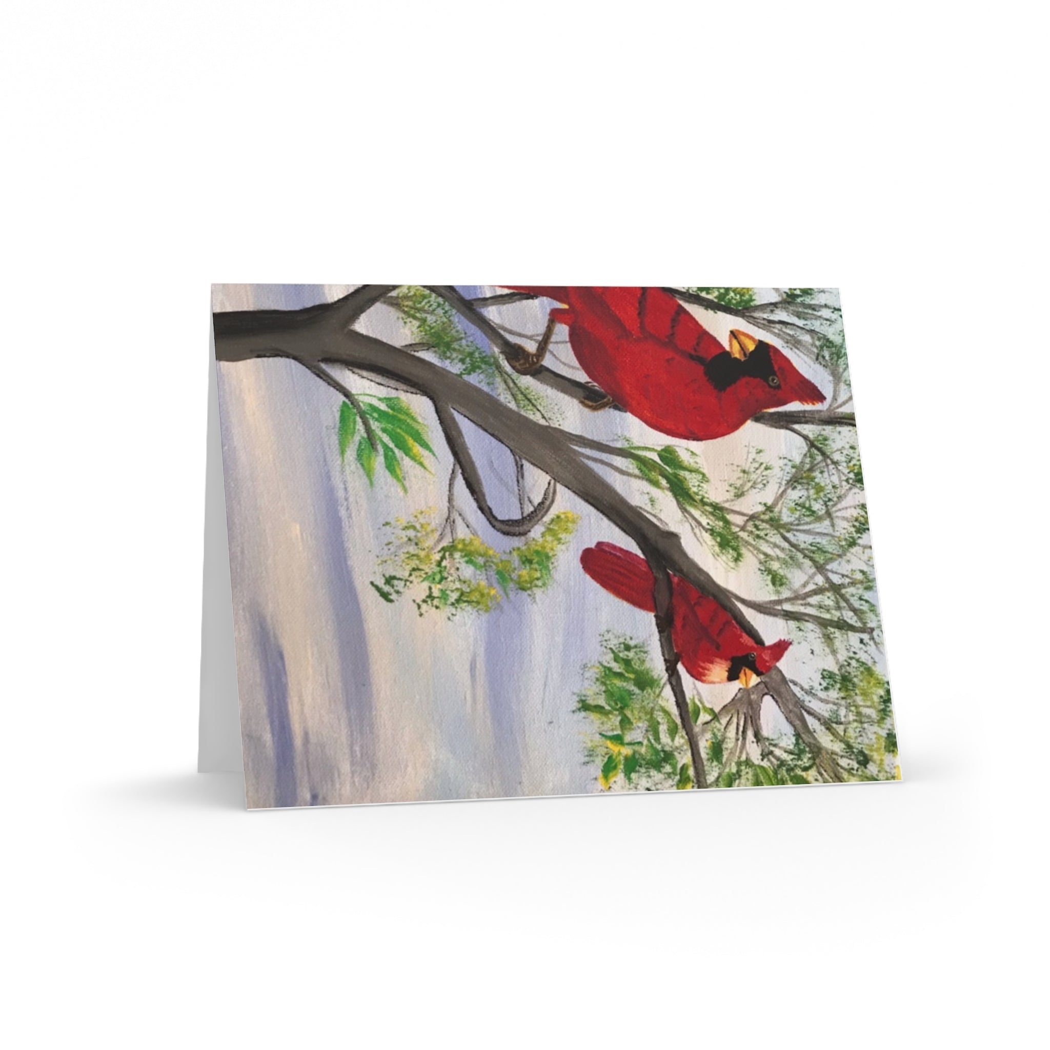 Cardinals in Spring — Blank Greeting Cards (Set of 8/16/24)
