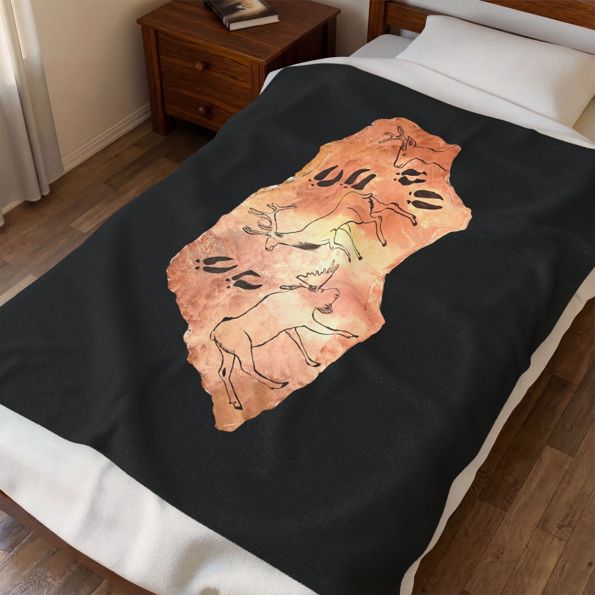 The Fragment — Neanderthal Cave Painting Velveteen Plush Blanket