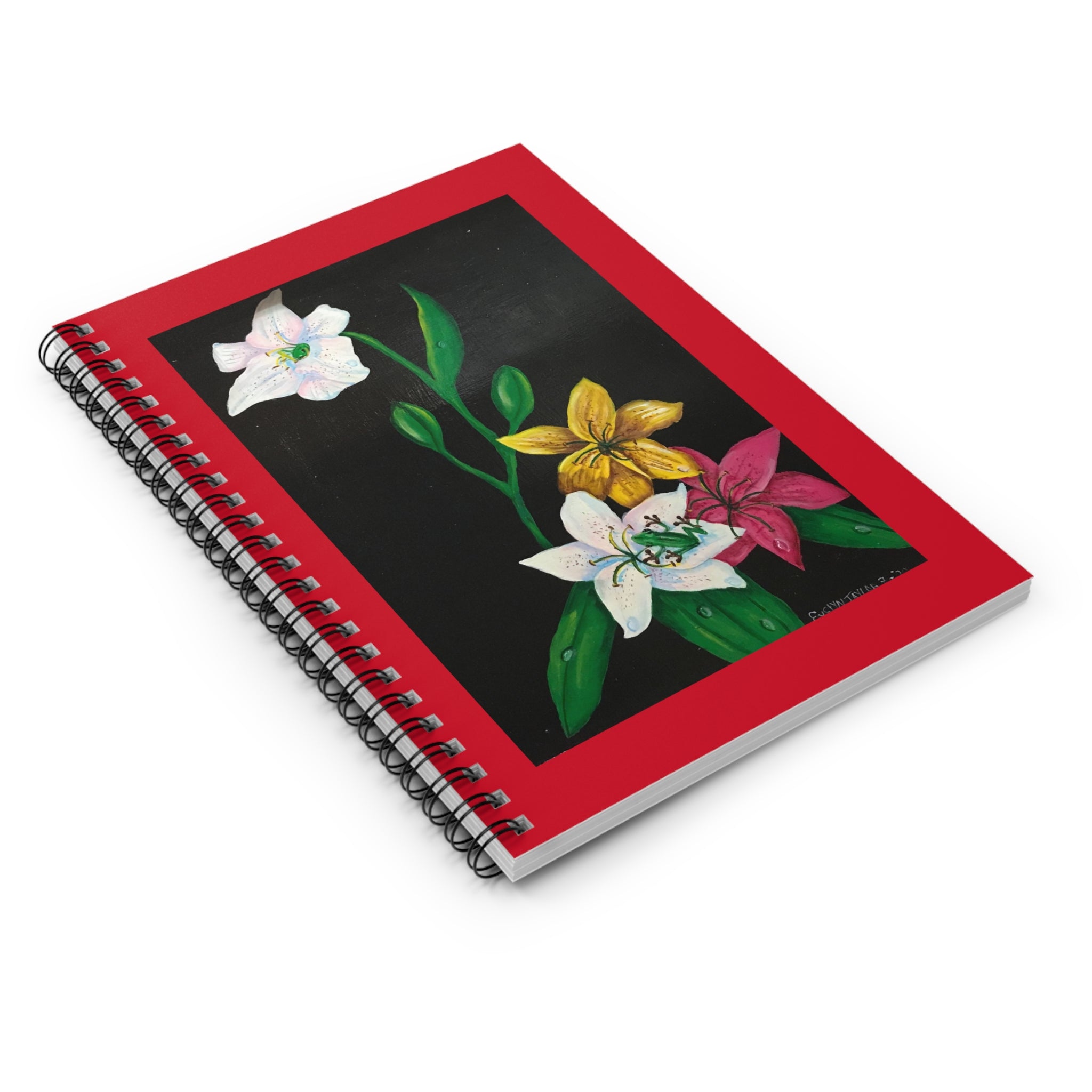 Floral Lily Art Spiral Notebook — Ruled Journal for Notes & Sketches