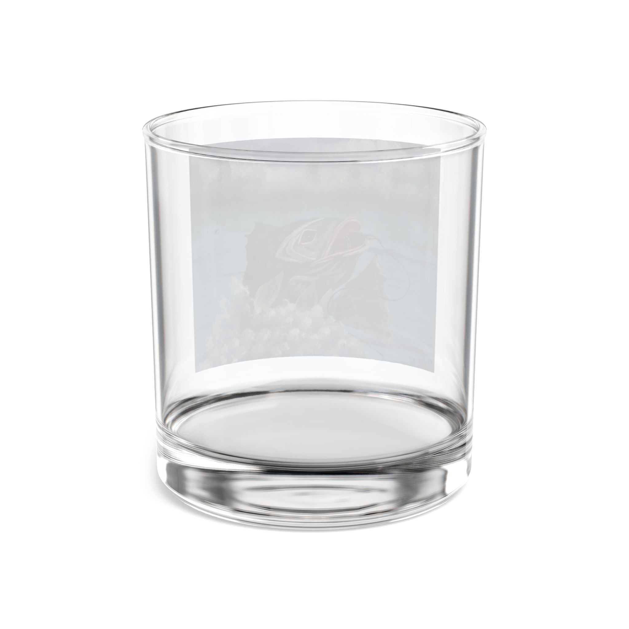 Black Bass Fish Whiskey Glass - 10oz Rocks Glass with Fish Art