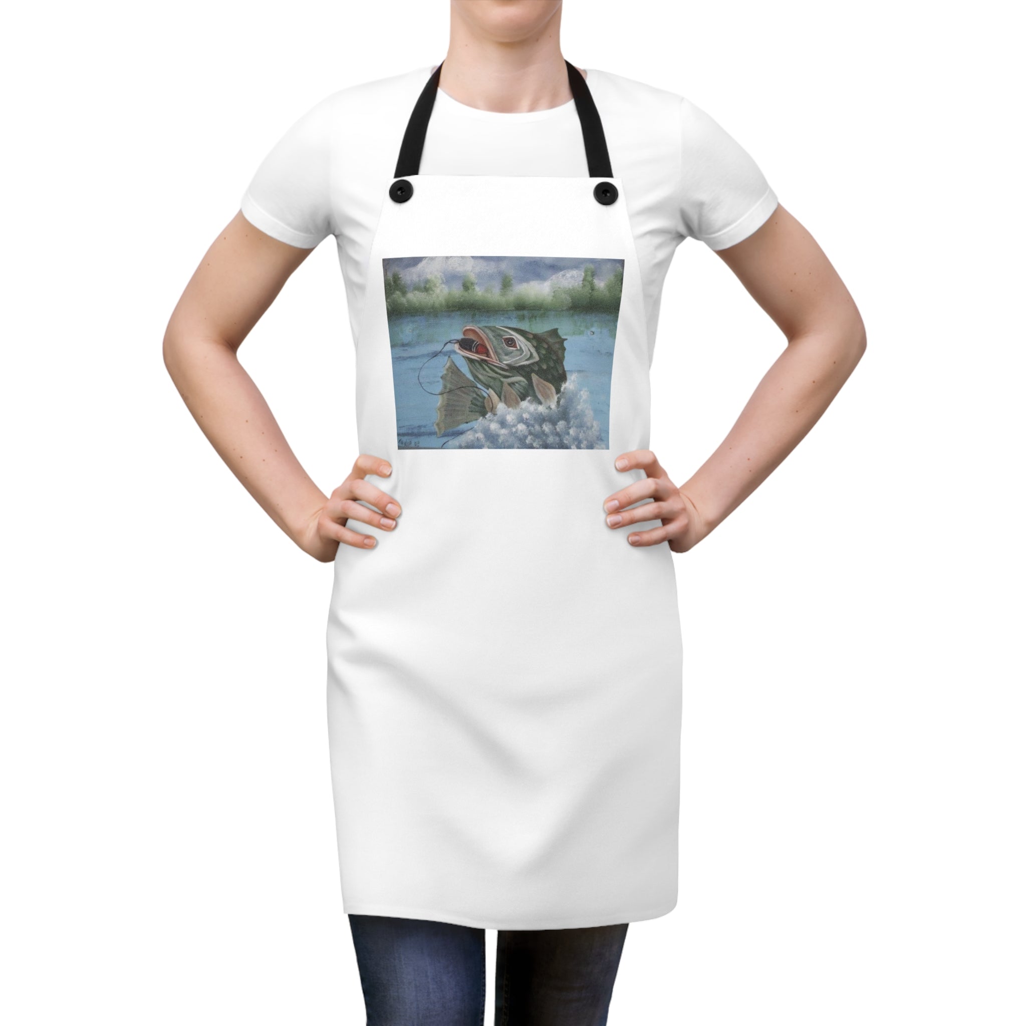 Fishing Bass Apron — Vintage Largemouth Fish Design