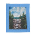 Scenic Waterfall Velveteen Plush Blanket — Cozy Nature Throw for Cabin, Camping & Home