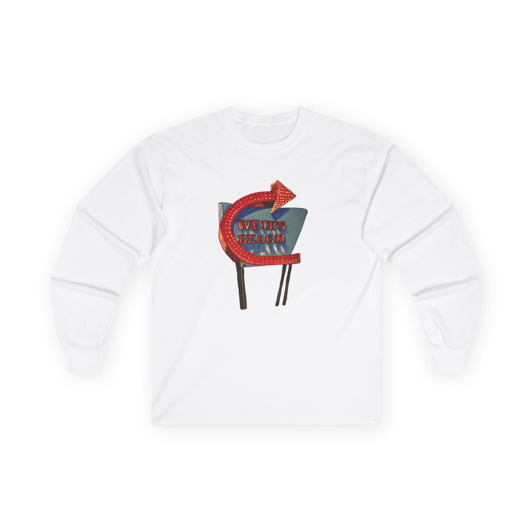 Retro Arrow Neon Sign Long Sleeve Tee | Vintage Motel Marquee Design