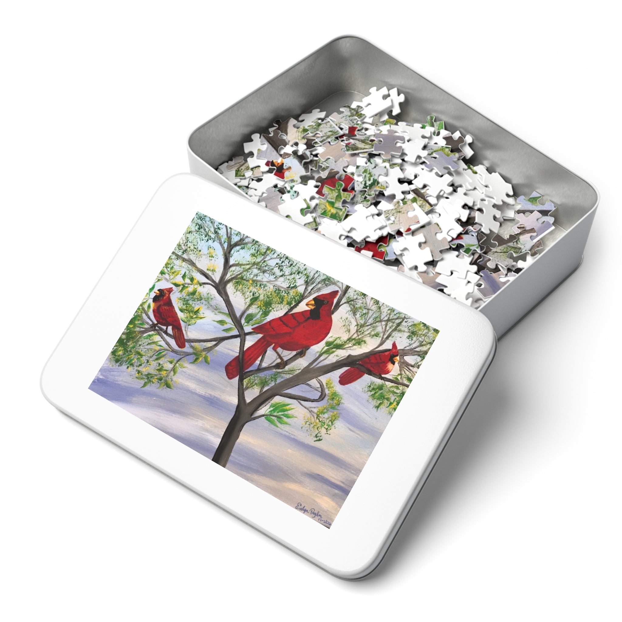 Cardinal Birds Jigsaw Puzzle with Tin — 500-Piece Nature Puzzle Gift