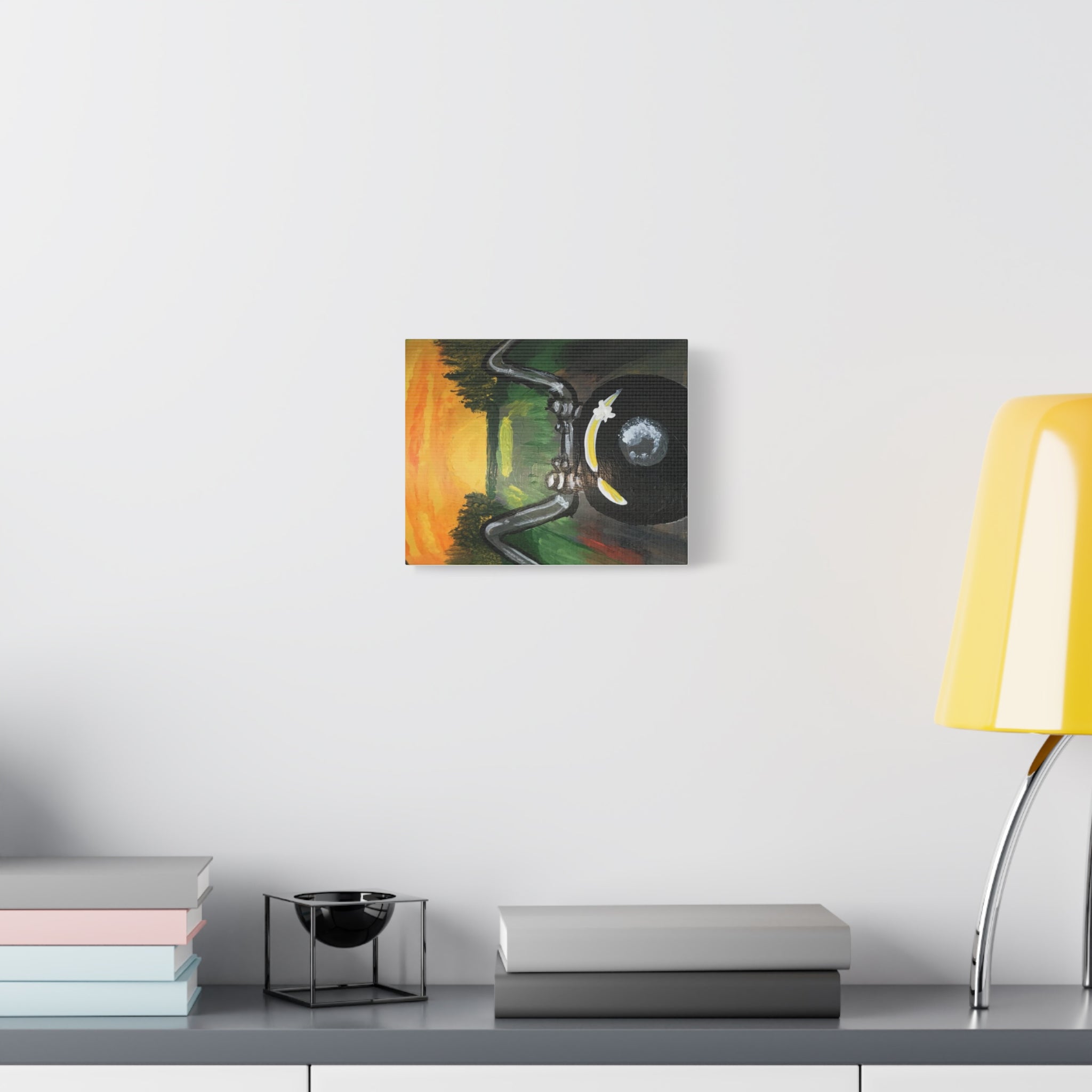 Motorcycle Sunset Canvas Art — Vintage Bike Ride Wall Decor (Matte Stretched)