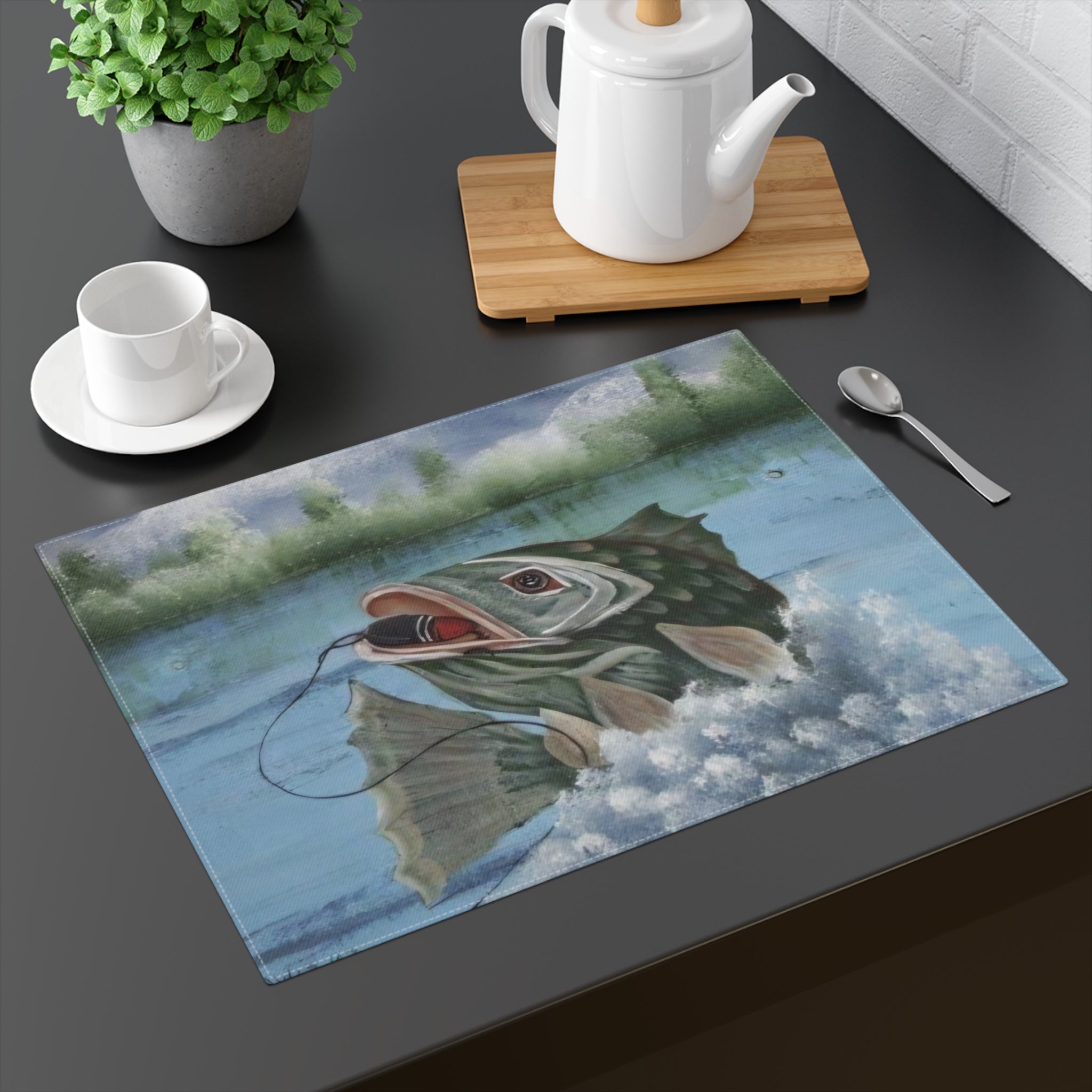 Bass Fishing Placemat – Largemouth Fish Art Table Mat