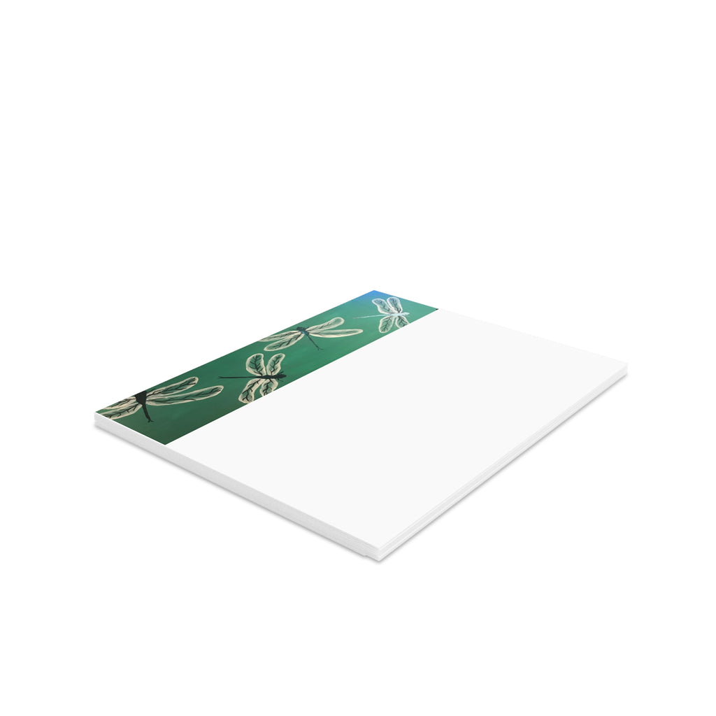 Dragonfly Border Greeting Cards — Blank Note Cards (Pack of 8/16/24)