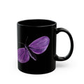 Purple Butterfly Artwork Mug | Black Ceramic Coffee Cup