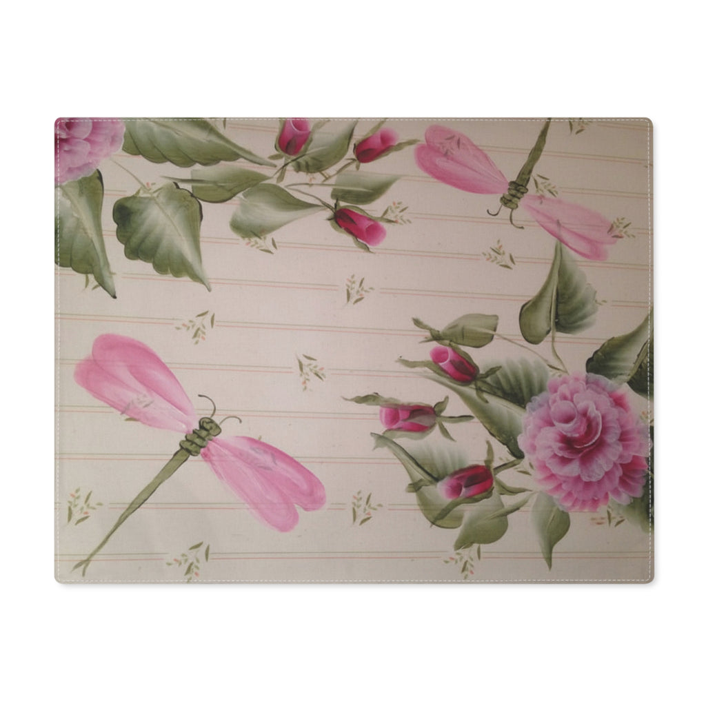Pink Dragonfly Floral Placemat — Vintage Rose Table Mat