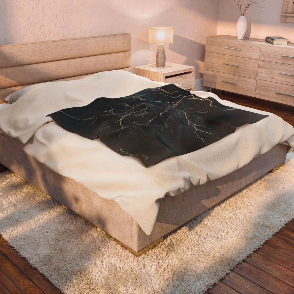 Velveteen Plush Blanket — Atmospheric Lightning Branches Print Cozy Throw